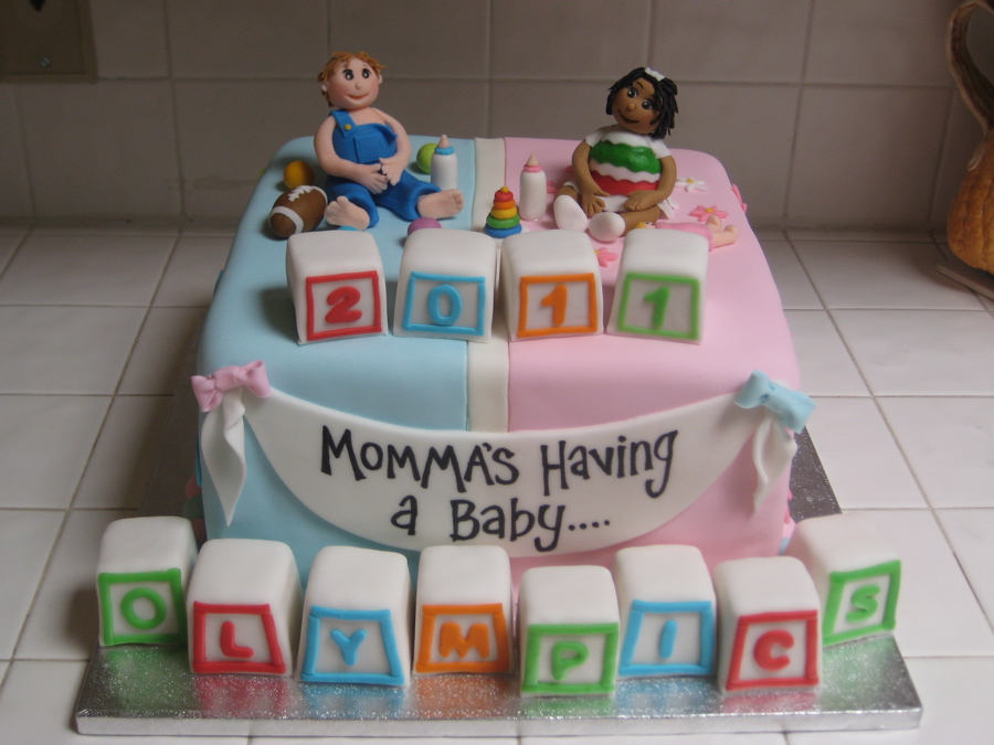 Boy and Girl Baby Shower Cake – Fondant Toy Blocks